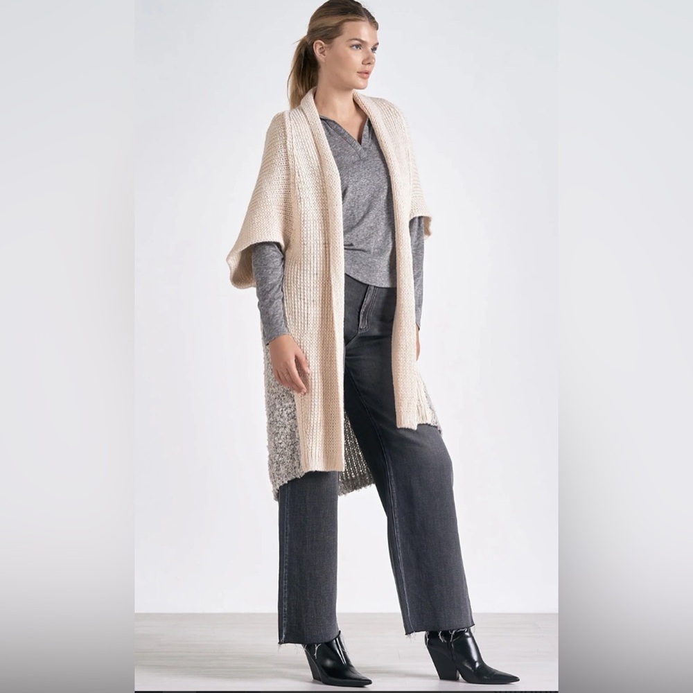 Elan-8 sweater cardigan 3/4 sleeve - off white - one size